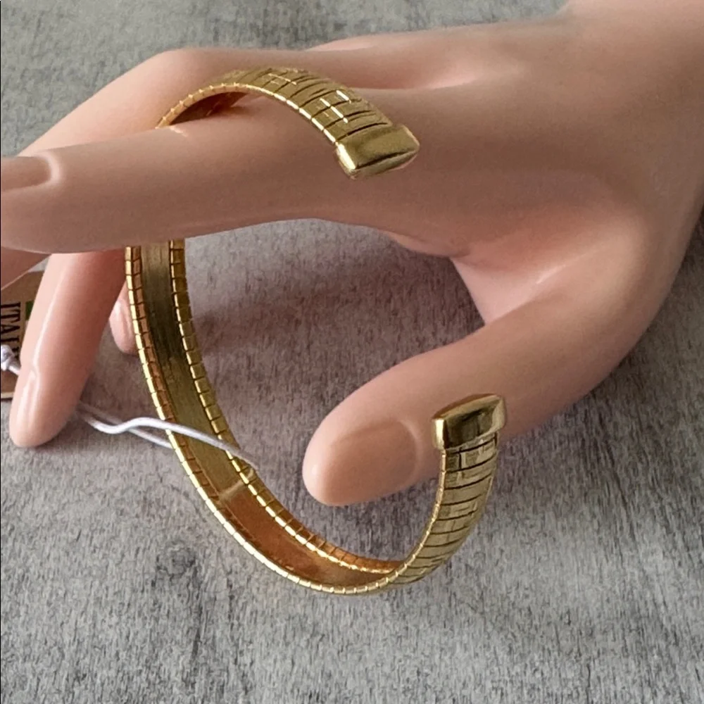 Mia Fiore Dyadema Gold Plated Bronze Open Cuff Bracelet Italy